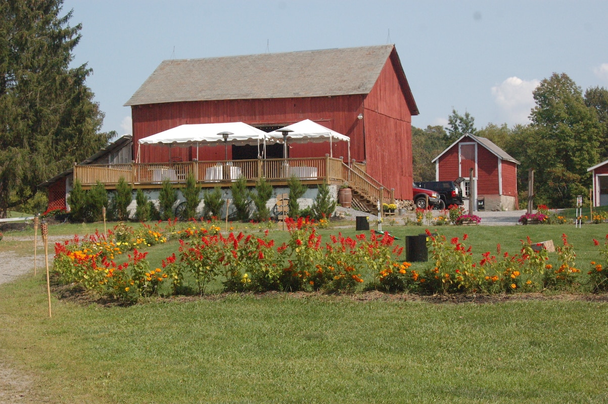 Andelyn Farm Camground wedding hay barn and wildflowers